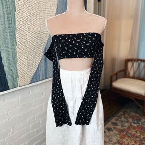 Urban Outfitters Out From Under Black Floral Off Shoulder Long Sleeve Crop Top